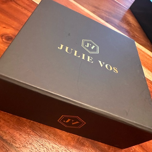 RETIRED Julie Vos Amber & Pearl Hinged Bangle Cuff Bracelet 24k Gold Plated - Picture 4 of 10